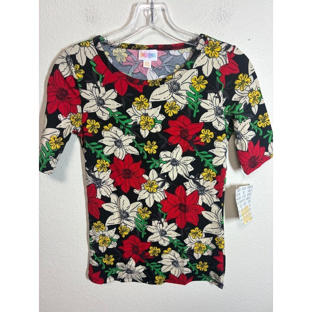 NWT LuLaRoe Gigi T-Shirt Floral Granny Boho Short Sleeve Casual Tee Size XXS